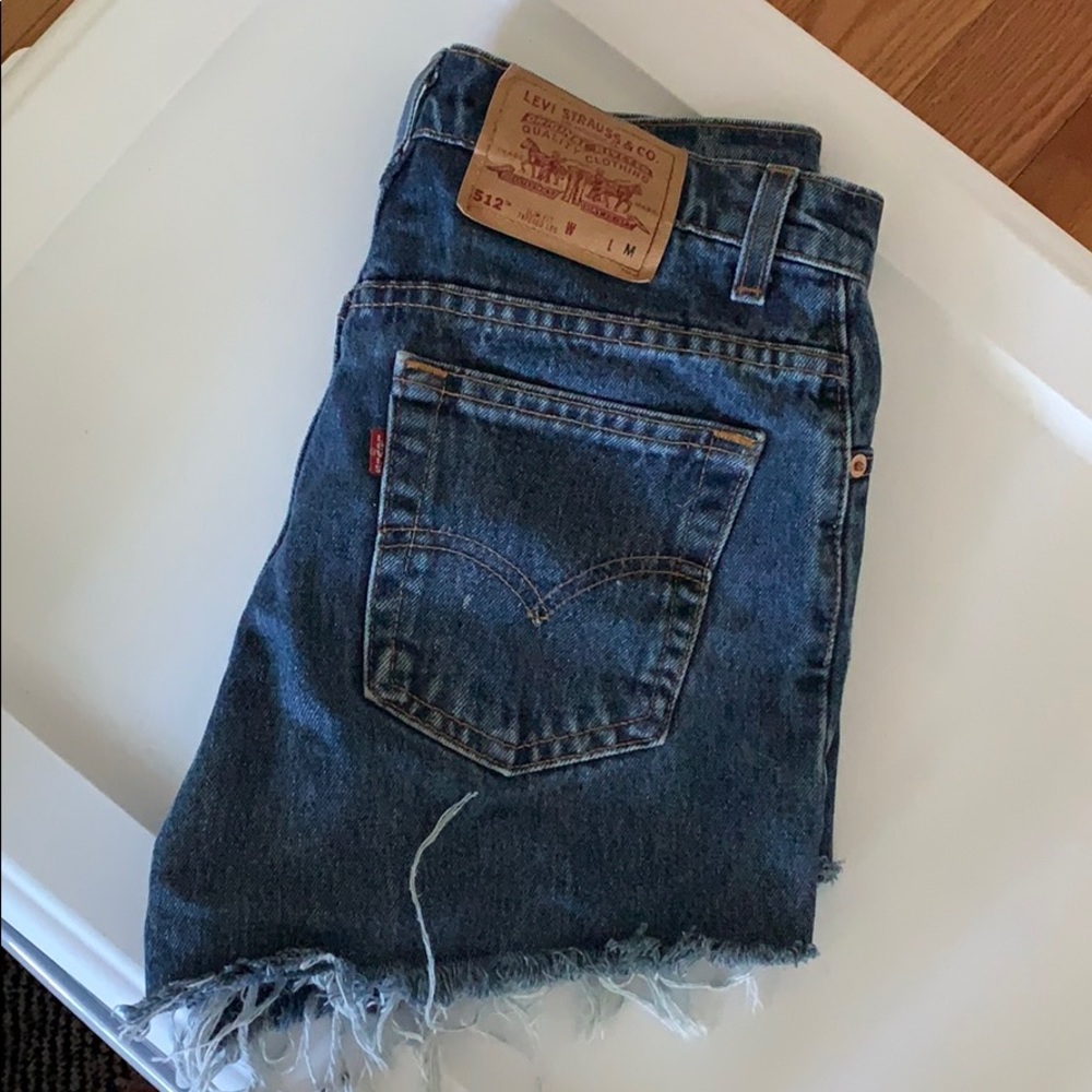 Levi’s distressed 512 high rise shorts